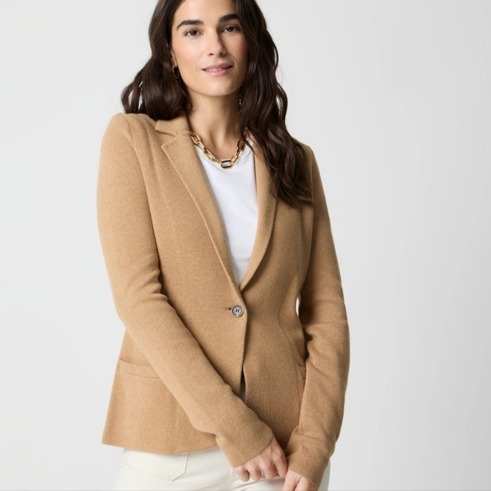 J Crew Factory Schoolboy Sweater Blazer Women's XS Acorn 100% Cotton Academia